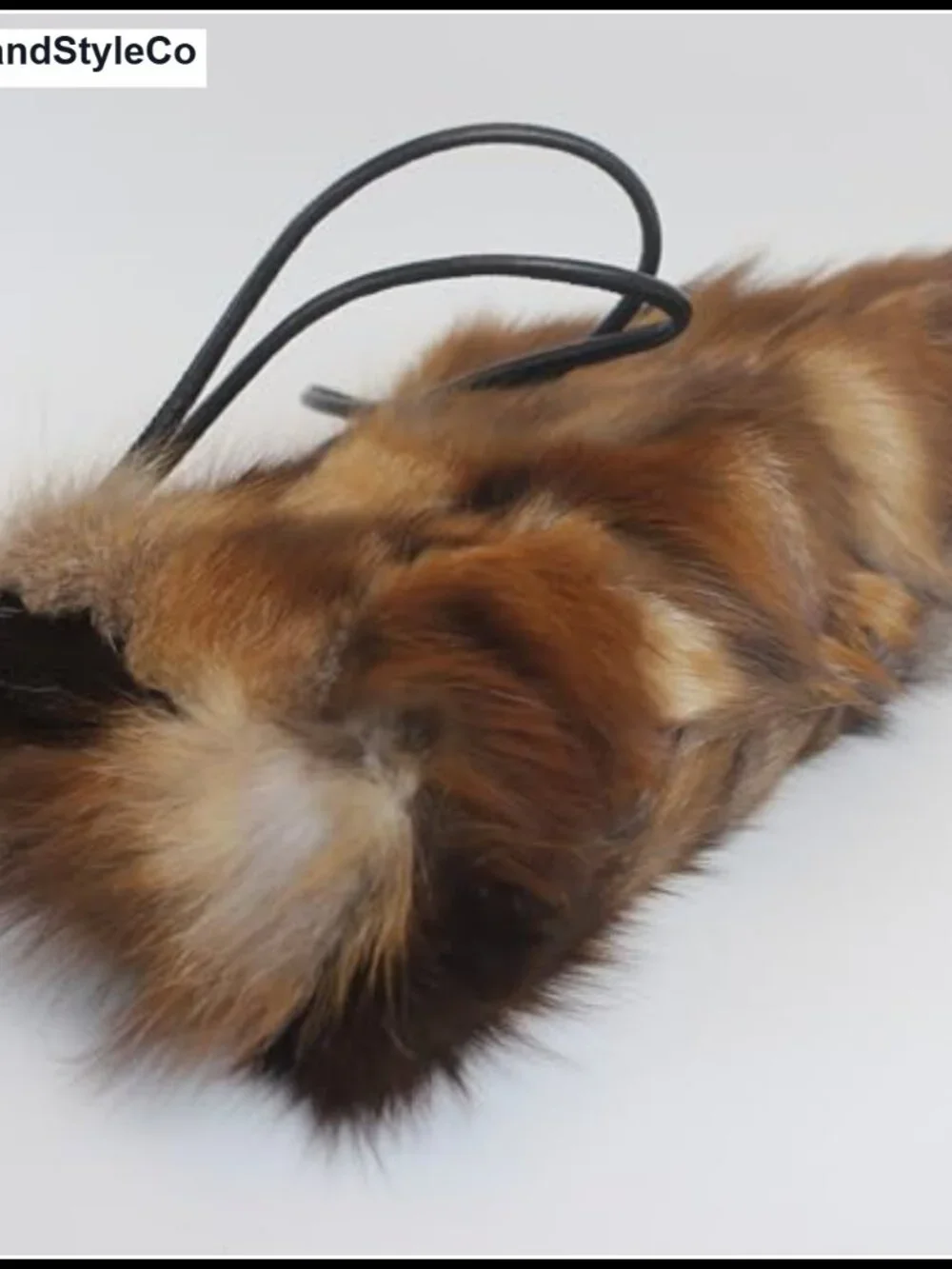Genuine Fox Fur Hobo Bag Leather Strap 15 Inch Shoulder Crossbody Handbag